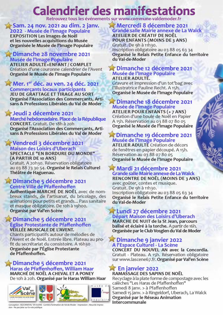 Noël dans le Val-de-Moder 2021 – Le programme